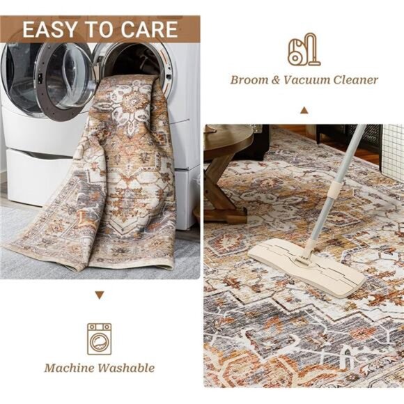 Area Rugs for Living Room,Stain Resistant Washable Rug,Non-Slip Backing Rugs - Picture 6 of 7